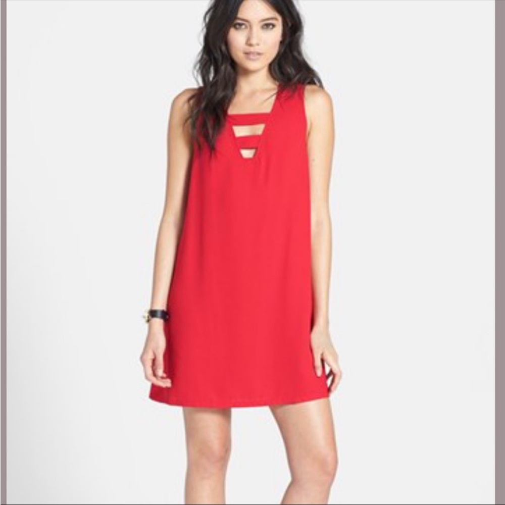 Tildon Red V-neck Cutout Sleeveless Dress, size S